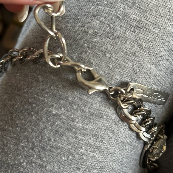 Vtg Oscar De La Renta Signed silver black rhinestone double necklace - Picture 12 of 12